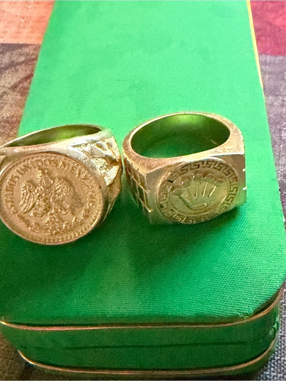 Gold-Tone Men's Signet Ring - Classic Coin Motif